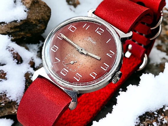 Pobeda ZIM Watch Soviet CCCP Dress Red Old Rare M… - image 7