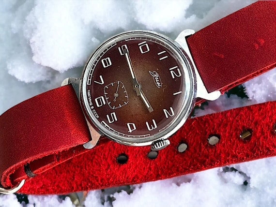 Pobeda ZIM Watch Soviet CCCP Dress Red Old Rare M… - image 1