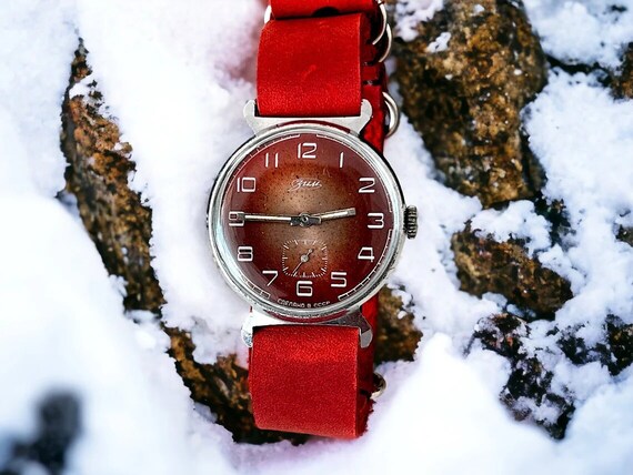 Pobeda ZIM Watch Soviet CCCP Dress Red Old Rare M… - image 8