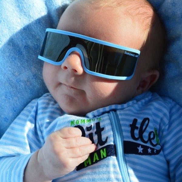 Sunzeez for "Newborn" babies!  Undeveloped eyes need  protection from UV rays. Protect Your New Baby! Easy Use! Sunzeez Infant Sunglasses!