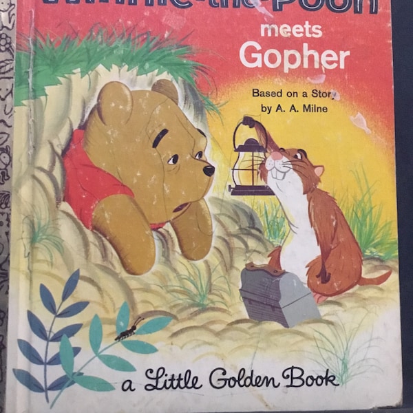 Vintage Little Golden book Winnie the Pooh meets Gopher