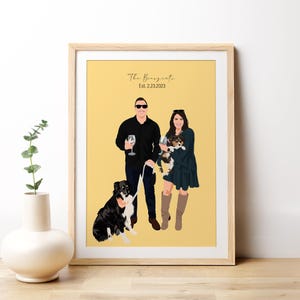 Cartoon Portrait, Custom Drawing, Family Illustration, Personalized Gift, Christmas Gift, Digital Print, Faceless Portrait from Photo image 2