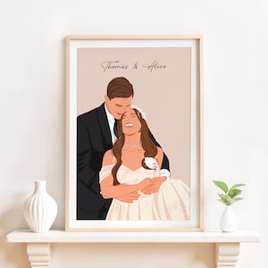 Custom Couple Portrait, Personalized Wedding Gift, Cartoon Portrait From Photo,   Wedding. Anniversary Gift For Him, Custom Husband Gift