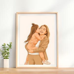 Custom Family Portrait, Personalized Gift for Mom, Portrait Drawing from Photo, Mother's Day Gift, Custom Illustration, Gift for Parents