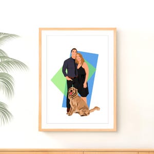 Custom Couple Portrait Gift, Personalized Gift For Her, Family Illustration, Faceless Portrait, Digital Print, Painting From Photo