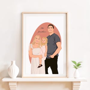 Ritratto di famiglia personalizzato, regalo di Natale personalizzato, disegno da foto, illustrazione personalizzata, regalo unico per la famiglia, regalo per i genitori