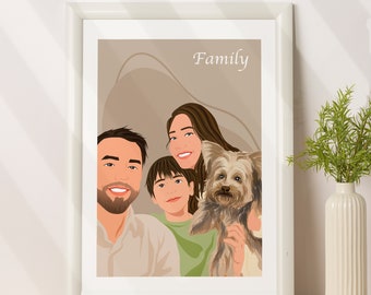 Custom Faceless Family Portrait from Photo, Mother's Day Gift, Personalized Digital Drawing & Illustration