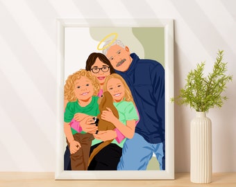 Personalized Loved One Portrait, Custom Family Portrait, Memorial Gift, Add Deceased Loved One, Last Minute Gift, Loss Of Father