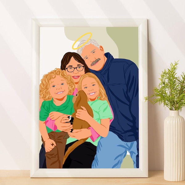 Retrato personalizado de un ser querido, retrato familiar personalizado, regalo conmemorativo, agregar un ser querido fallecido, regalo de último minuto, pérdida del padre