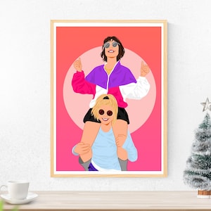 Best Friend Cartoon Portrait, Birthday Gift For Her, Friendship Custom, Faceless Portrait Print, Gift For Bestie, Custom Friendship Gift