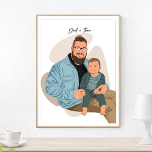 Vatertagsgeschenk, personalisiertes Geschenk für Papa, individuelles Cartoon Porträt, Familienporträt vom Foto, einzigartiges Geschenk für Papa, Geschenk für Männer