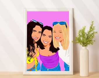 Custom Painting From Photo, Best Friend Illustration, Personalized Gift For Her, Best Friend Gift, Birthday Gift, Custom Drawing