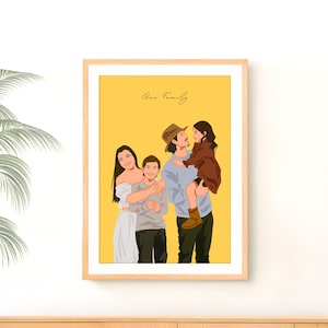 Ritratto di famiglia personalizzato, ritratto di cartone animato, regalo personalizzato, dipinto personalizzato, stampa di ritratto senza volto, regalo per Natale