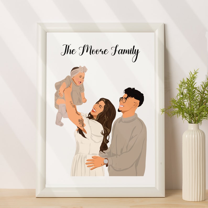 Custom Family Portrait From Photo Personalized Fathers Day Gift Faceless Portrait Print Gift For Grandparents / Dad image 8