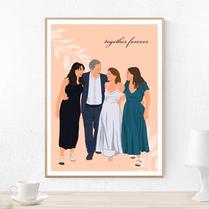 Cartoon Portrait, Custom Drawing, Family Illustration, Personalized Gift, Christmas Gift, Digital Print, Faceless Portrait from Photo image 8