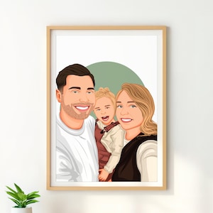Benutzerdefiniertes Familienporträt, Vatertagsgeschenk, personalisiertes Geschenk für Papa / Mama, neuer Vatergeschenk, Geschenk für Eltern, Karikatur Porträt vom Foto