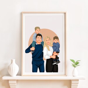 Ritratto di famiglia personalizzato, regalo personalizzato per Natale, disegno da foto, illustrazione di famiglia, ritratto a fumetti, regalo unico per i genitori