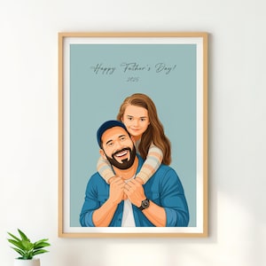 Illustrazione di ritratto personalizzata, primo regalo per la festa del papà, regalo personalizzato per papà, regalo personalizzato per il nonno, disegno di ritratto da foto