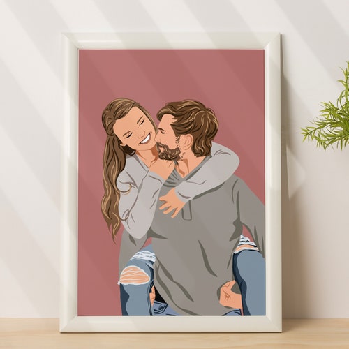 Portrait personnalisé, illustration personnalisée, portrait sans visage, cadeau petit ami, portrait de dessin animé, dessin de couple, cadeau personnalisé pour lui