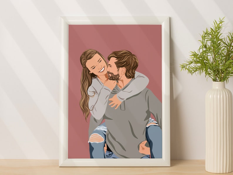 Custom Couple Portrait: Valentine's Day Gift for Him, Drawing from Photo (Digital File)