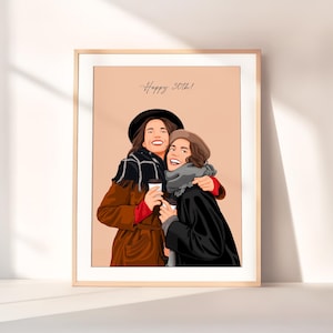 Portret niestandardowy, ilustracja bez twarzy, prezent na 30 urodziny, prezent dla siostry, prezent dla przyjaciółki, prezent spersonalizowany, prezent dla niej, rysunek z kreskówek