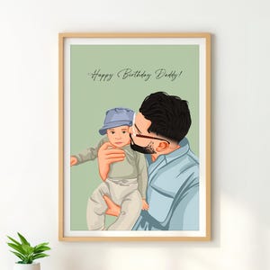 Custom Family Portrait, Personalized Gift for Dad, Dad Birthday Gift, Drawing from Photo, Father&#39;s Day Gift, Custom Gift for Husband