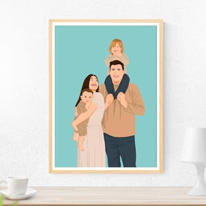 Custom Faceless Portrait Print, Drawing from Photo, Personalized Gift for Family, Cartoon Illustration, Family Gift, Printable Art
