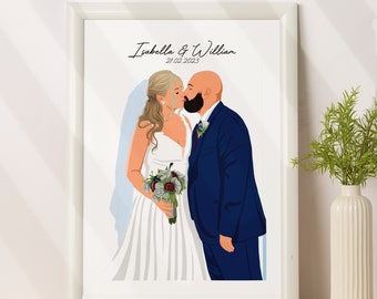 Personalized Wedding Gift for Couples  - Custom Cartoon Portrait From Photo -  Anniversary Gift For Him