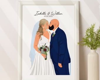 Cadeau de mariage personnalisé pour couple - Portrait de dessin animé personnalisé à partir d'une photo - Cadeau d'anniversaire pour lui