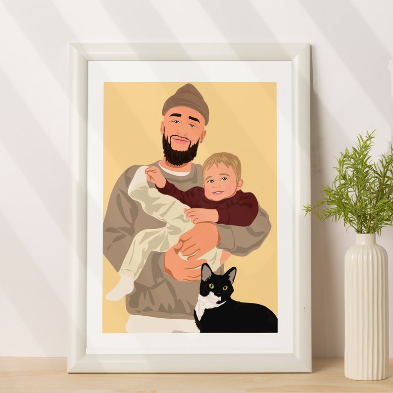 Custom Family Portrait From Photo Personalized Fathers Day Gift Faceless Portrait Print Gift For Grandparents / Dad image 6