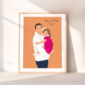 Aangepast familieportret, verjaardagscadeau voor vader, anonieme illustratie, gepersonaliseerd cadeau, cartoontekening, cadeau voor hem, uniek familiecadeau