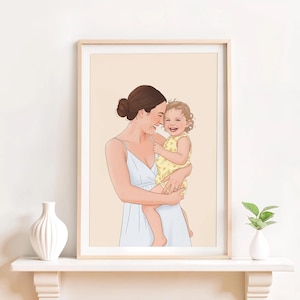 Custom Family Portrait, Personalized Mother's Day Gift, New Mom Gift