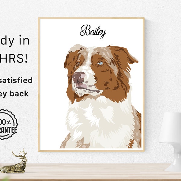 Custom Digital Pet Portrait, Personalized Handmade Illustration for Pet Lovers, Perfect for Pet Memorial, Custom Dog Portrait, Birthday Gift
