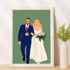 Personalized Wedding Portrait, Custom Couple Illustration, Gift for Wife, Drawing from Photo, Bridal Gift, Wedding Anniversary Gift