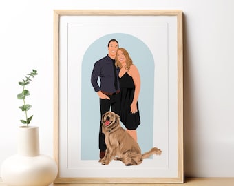 Custom Family Portrait from Photo, Unique Christmas Gift for Family, Personalized Illustration (Digital File)