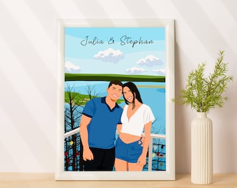 Couple Illustration From Photo, Cartoon Portrait, Custom Faceless Portrait, Personalized Gift for Boyfriend, Personalized Portrait For Him