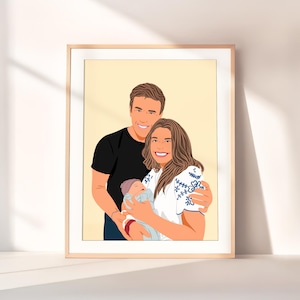 Custom Family Portrait Illustration, Mother's Day Gift, Faceless Portrait Print, Personalized Gift for Mom, Family Gift, Drawing from Photo
