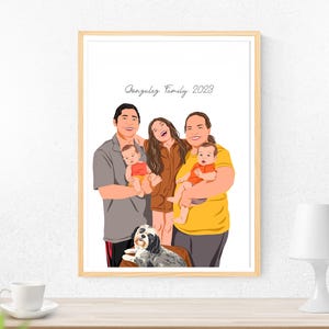 Indywidualny rysunek rodzinny, dodaj ukochaną osobę do zdjęcia, portret z kreskówek, ilustracja bez twarzy, spersonalizowany prezent dla rodziny, połącz zdjęcia