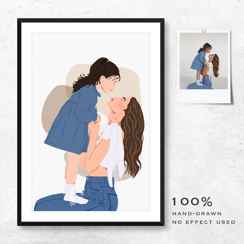 Personalized Family Portrait From Photo, Cartoon Portrait, Gift For Family, Faceless Portrait, Custom Portrait, Personalized Gift For Him 画像 7