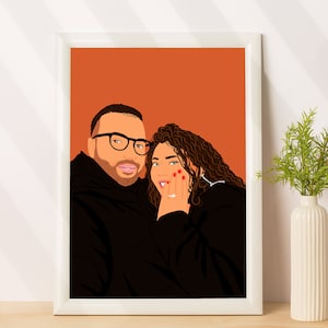 Cartoon Portrait From Photo, Custom Anniversary Gift By Year, Personalized Couple Portrait, Last Minute Gift For Her, Girlfriend Gift