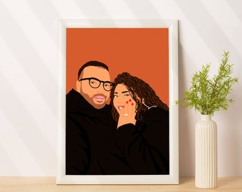 Portrait de dessin animé à partir d'une photo, cadeau d'anniversaire personnalisé par année, portrait de couple personnalisé, cadeau de dernière minute pour elle, cadeau petite amie