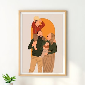 Custom Faceless Portrait, Family Illustration, Personalized Gift, Drawing from Photo, Cartoon Portrait, Family Print, Portrait Drawing