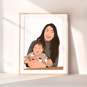 Custom Family Portrait, Personalized Mother's Day Gift, Cartoon Portrait From Photo, Faceless Portrait Print, Custom Illustration Gift