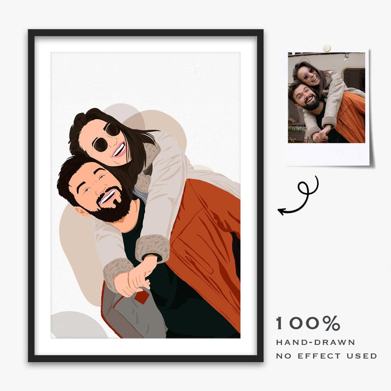Cartoon Portrait, Custom Drawing, Family Illustration, Personalized Gift, Christmas Gift, Digital Print, Faceless Portrait from Photo image 5