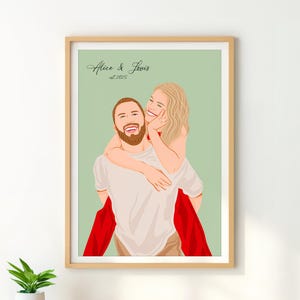 Indywidualny portret pary, wydruk portretu bez twarzy, portret z kreskówek, prezent dla chłopaka, spersonalizowana ilustracja, rysunek ze zdjęcia, prezent dla niego