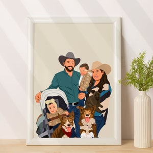 Portrait de famille personnalisé, portrait de dessin animé, cadeau pour Noël, impression de portrait sans visage, illustration de famille, portrait à partir d'une photo image 8