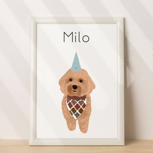 Portrait d’animal de compagnie de dessin animé personnalisé, cadeau d’amoureux d’animaux de compagnie, illustration de chien, portrait commémoratif d’animal de compagnie, portrait de chien personnalisé, cadeau d’anniversaire de chien