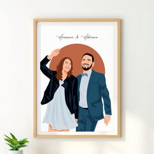 Benutzerdefinierte Paar Porträt, individuelle Illustration, Porträt Zeichnung, Cartoon Porträt vom Foto, Last-Minute Geschenk, personalisiertes Geschenk für sie
