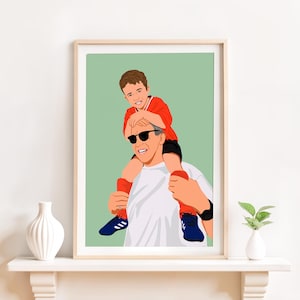 Ritratto di famiglia personalizzato, regalo per la festa del papà, regalo personalizzato per il nonno, regalo personalizzato per il papà, regalo per i nonni, illustrazione di famiglia, regalo per lui