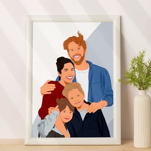 Family Portrait, Custom Illustration, Personalized Gift, Cartoon Portrait, Faceless Portrait Print, Family Illustration, Portrait From Photo image 1